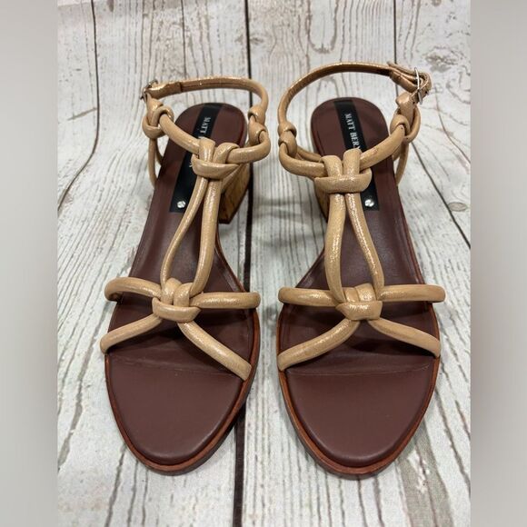 Matt Bernson Elba Sandals Rose Gold Knot Strap Block Heel Sundance Size 10 - Picture 4 of 10